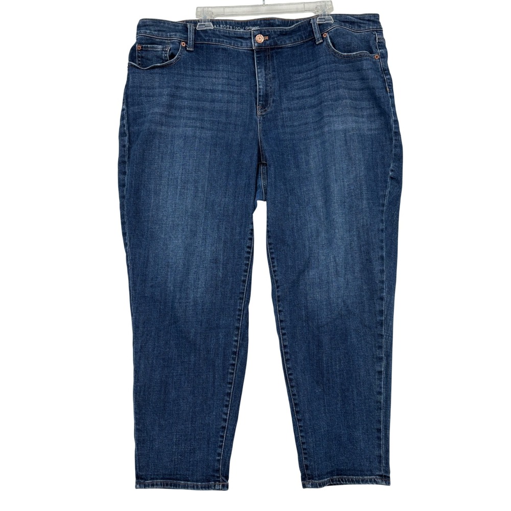 Talbots Jeans Flawless Girlfriend Curvy Size 20W Blue Denim Stretch Tapered Leg